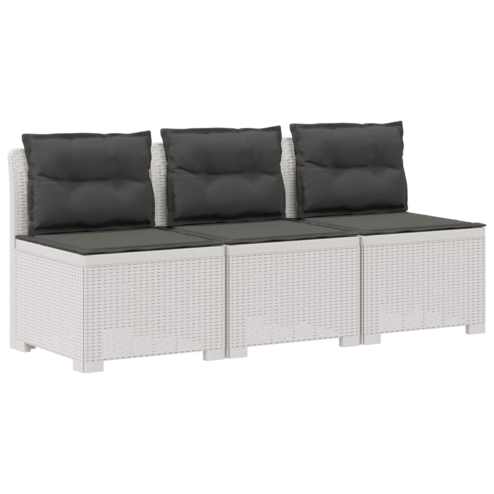 3-zits tuinbank met kussens in rattanlook PP Wit is nu te koop bij PeponiXL, paradijselijk wonen!