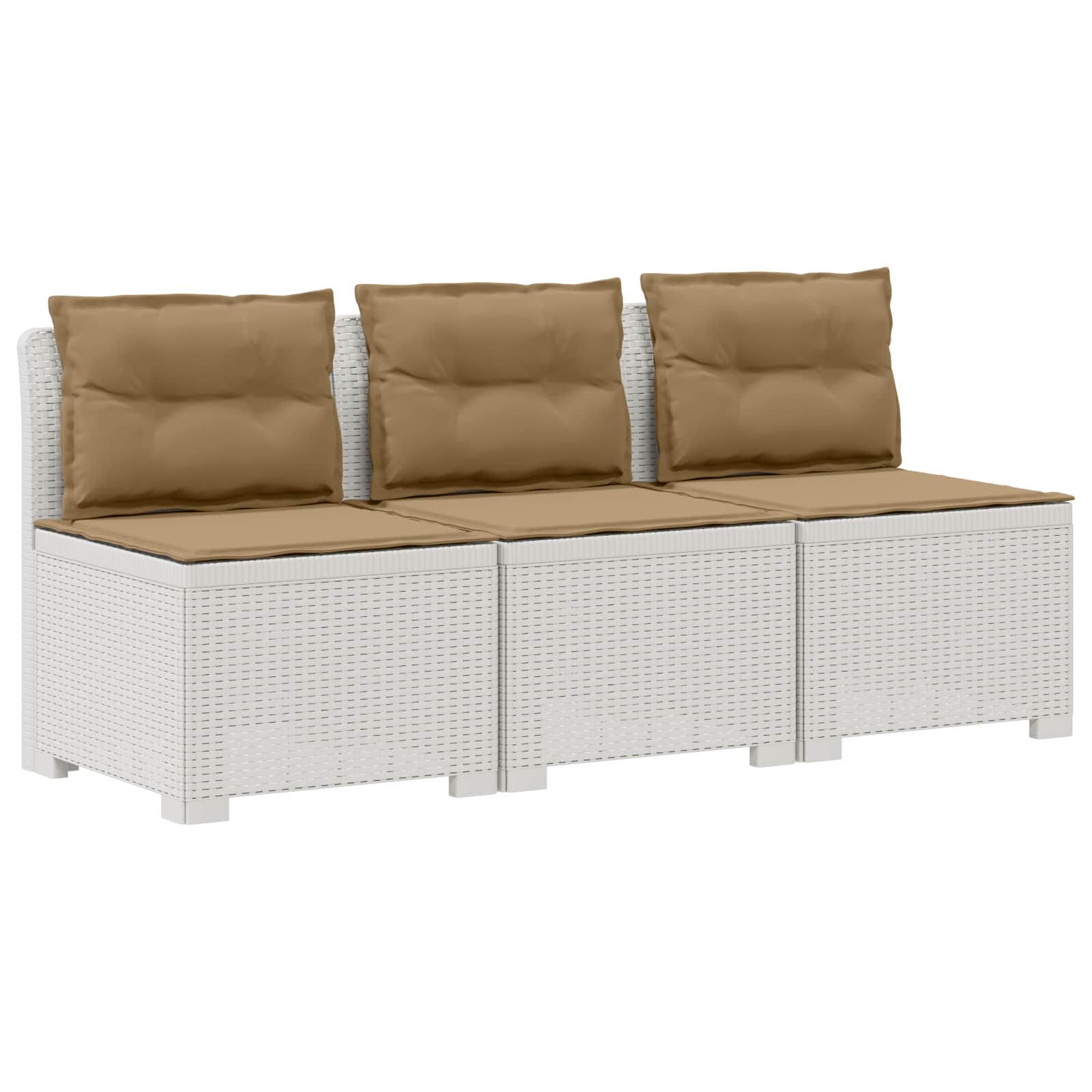3-zits tuinbank met kussens in rattanlook PP Wit is nu te koop bij PeponiXL, paradijselijk wonen!