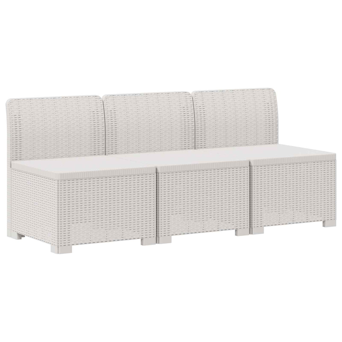 3-zits tuinbank met kussens in rattanlook PP Wit is nu te koop bij PeponiXL, paradijselijk wonen!