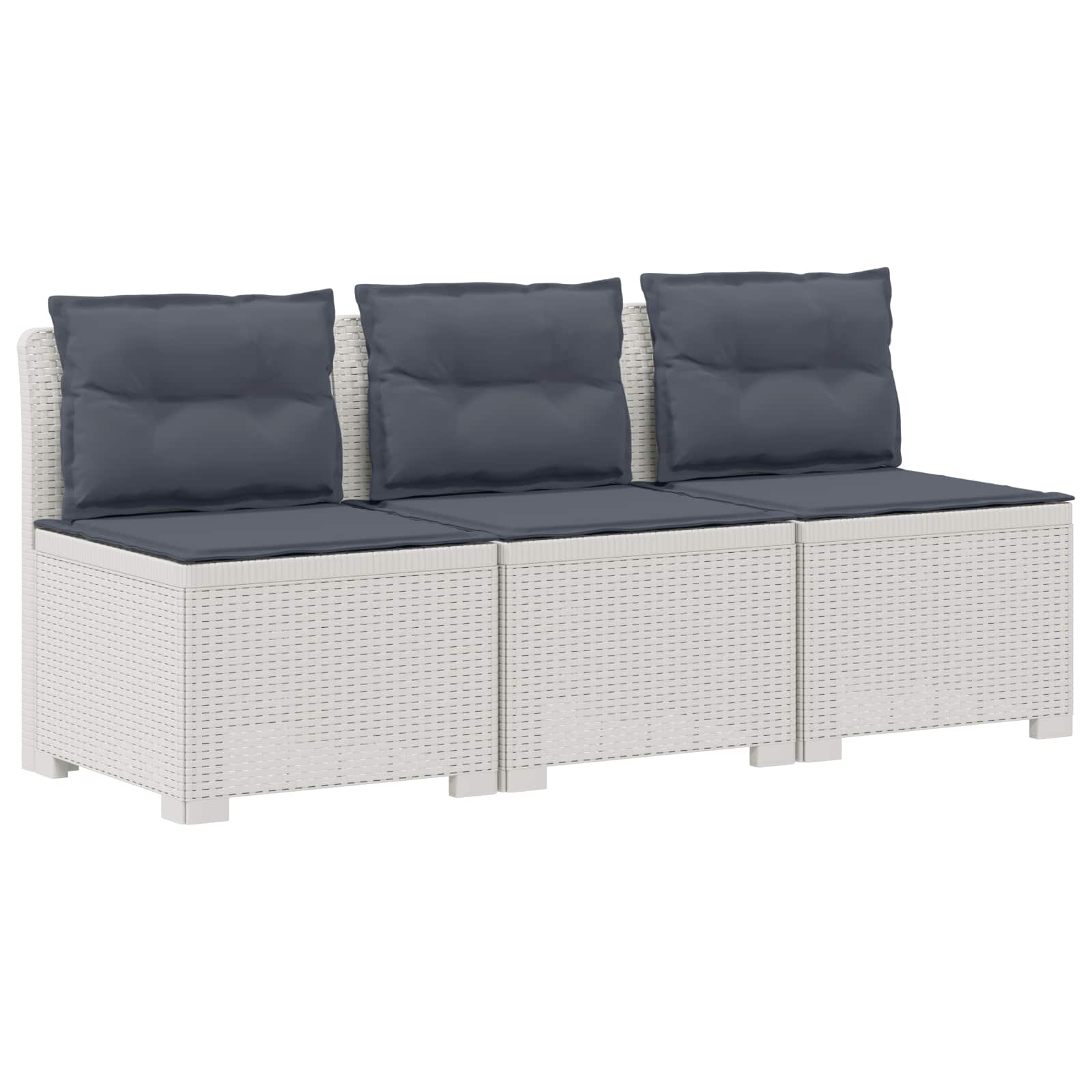 3-zits tuinbank met kussens in rattanlook PP Wit is nu te koop bij PeponiXL, paradijselijk wonen!