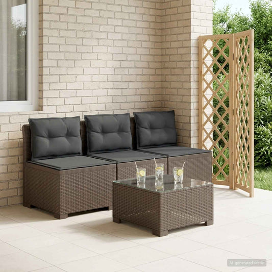 3-zits tuinbank met kussens in rattanlook PP Lichtgrijs is nu te koop bij PeponiXL, paradijselijk wonen!