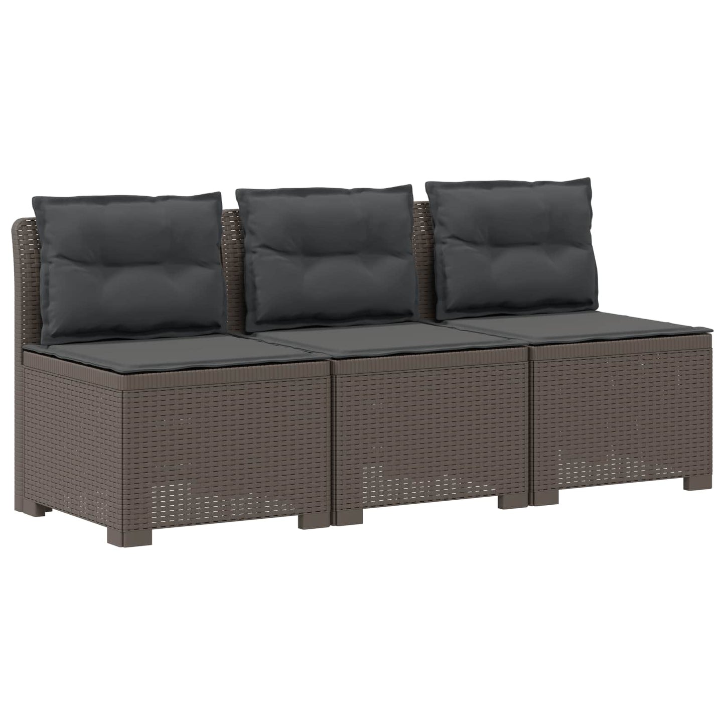 3-zits tuinbank met kussens in rattanlook PP Lichtgrijs is nu te koop bij PeponiXL, paradijselijk wonen!