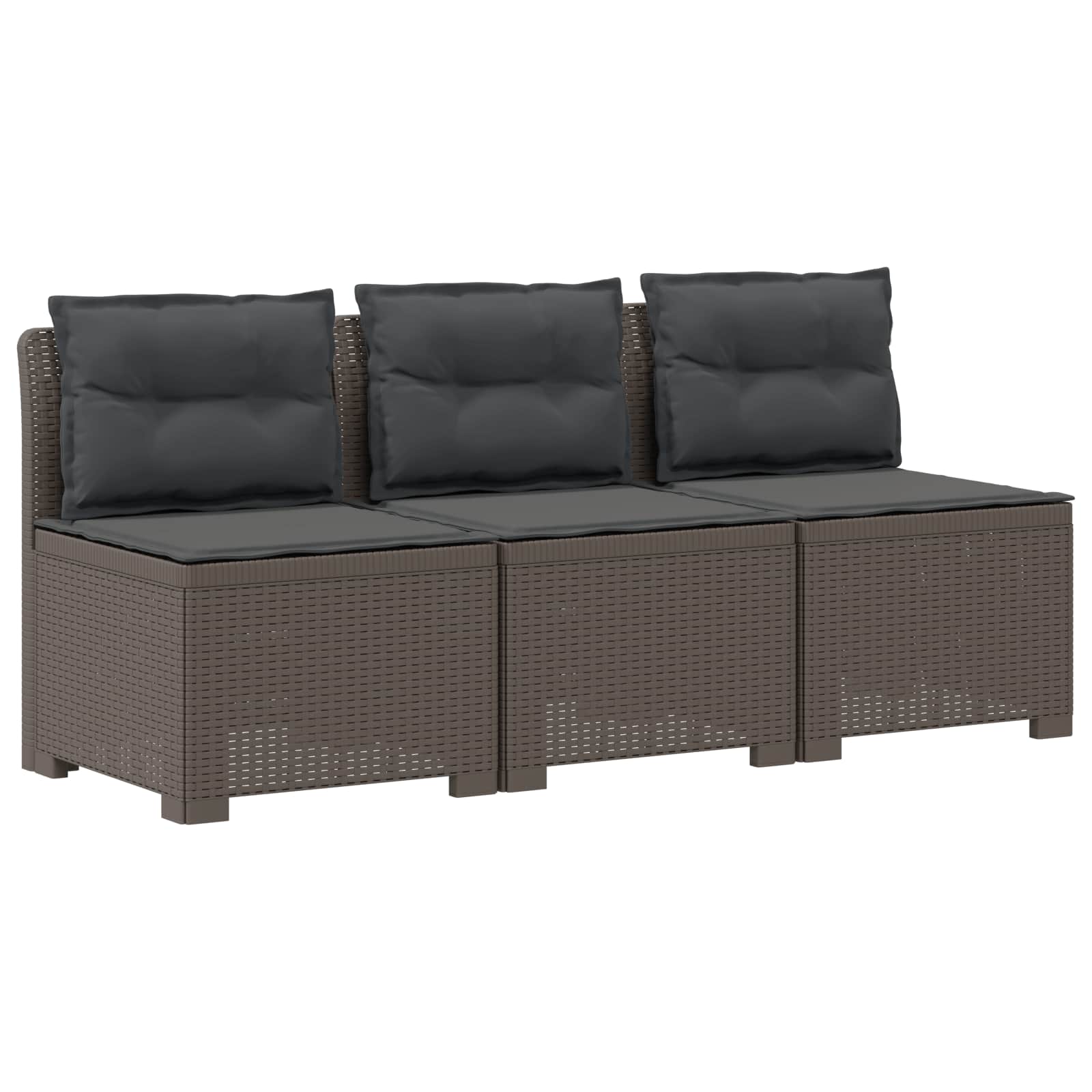 3-zits tuinbank met kussens in rattanlook PP Lichtgrijs is nu te koop bij PeponiXL, paradijselijk wonen!