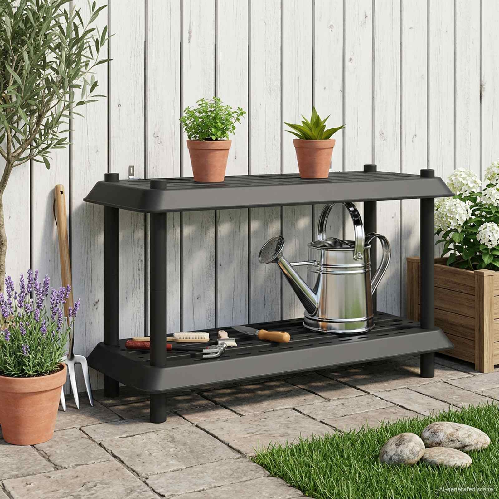 Plankenunit 2-laags 100 x 40 x 55,5 cm PP Antracietkleurig is nu te koop bij PeponiXL, paradijselijk wonen!