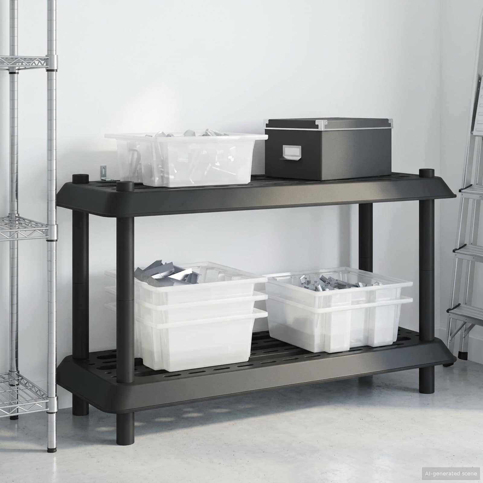 Plankenunit 2-laags 100 x 40 x 55,5 cm PP Antracietkleurig is nu te koop bij PeponiXL, paradijselijk wonen!