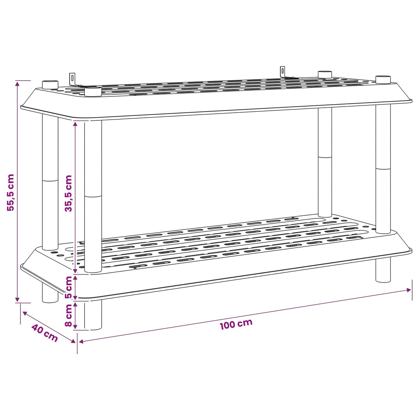 Plankenunit 2-laags 100 x 40 x 55,5 cm PP Wit is nu te koop bij PeponiXL, paradijselijk wonen!