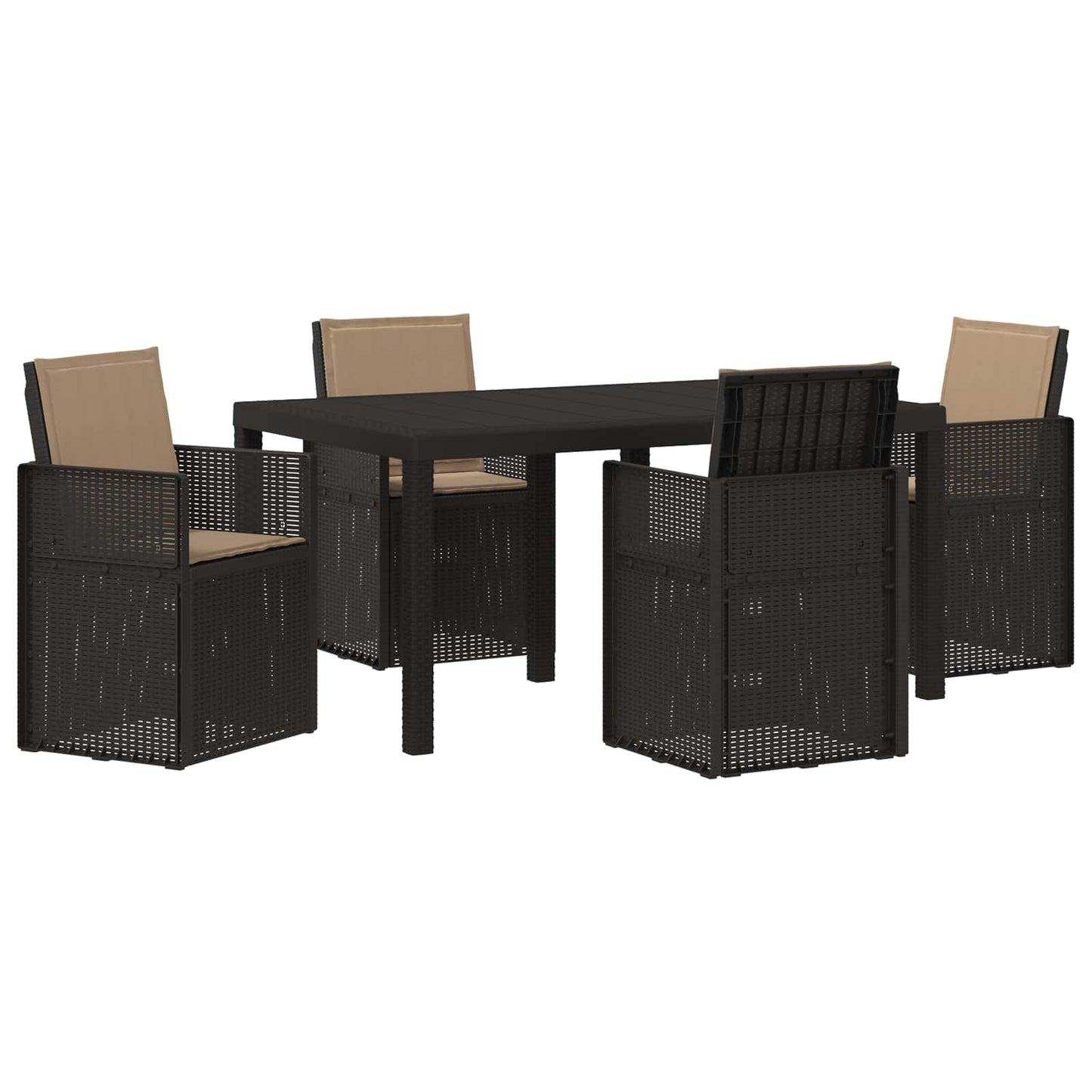Tuin eettafelset met kussen 5 pcs Antracietkleurig en taupe PP is nu te koop bij PeponiXL, paradijselijk wonen!
