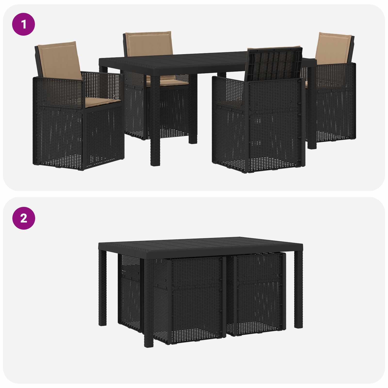 Tuin eettafelset met kussen 5 pcs Antracietkleurig en taupe PP is nu te koop bij PeponiXL, paradijselijk wonen!
