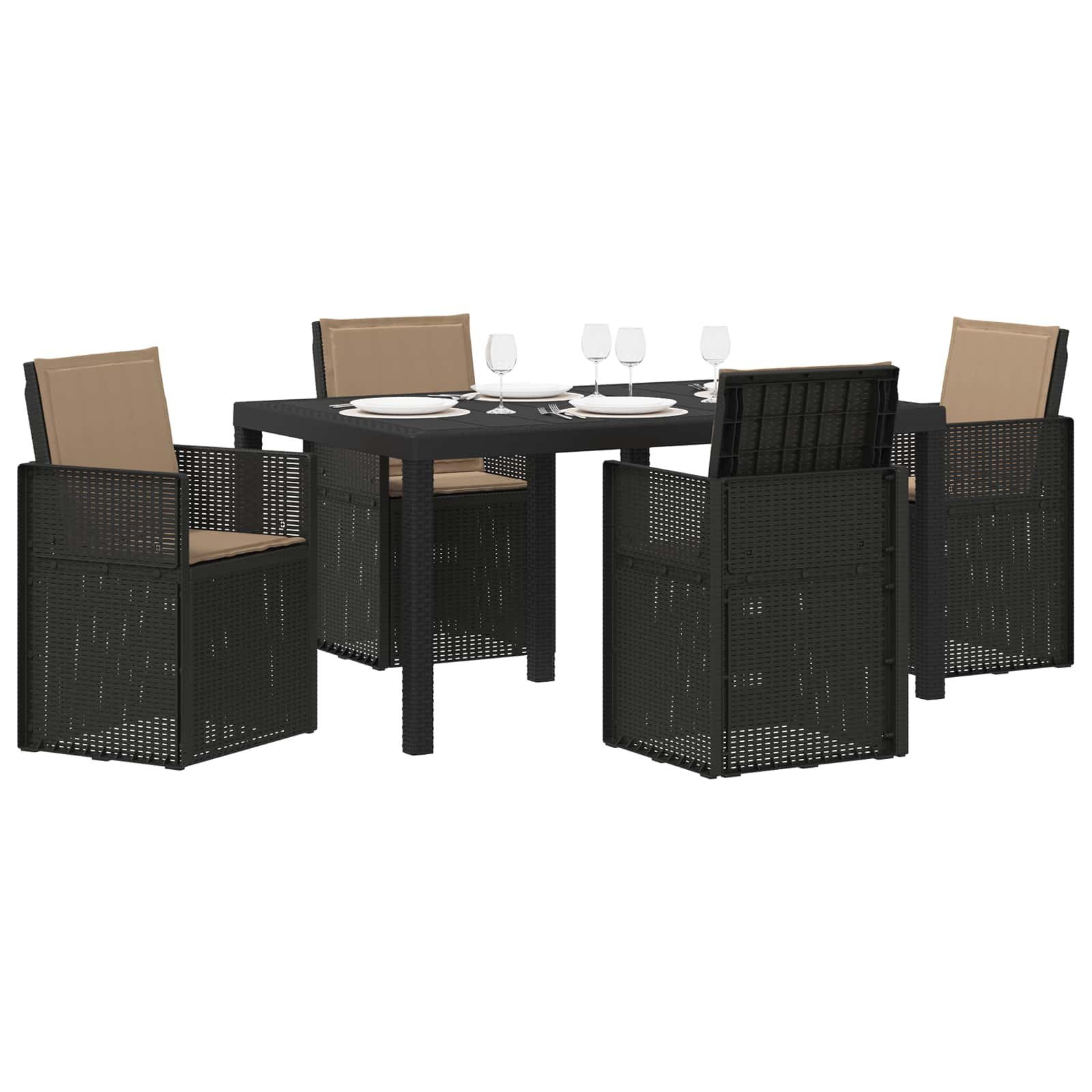 Tuin eettafelset met kussen 5 pcs Antracietkleurig en taupe PP is nu te koop bij PeponiXL, paradijselijk wonen!