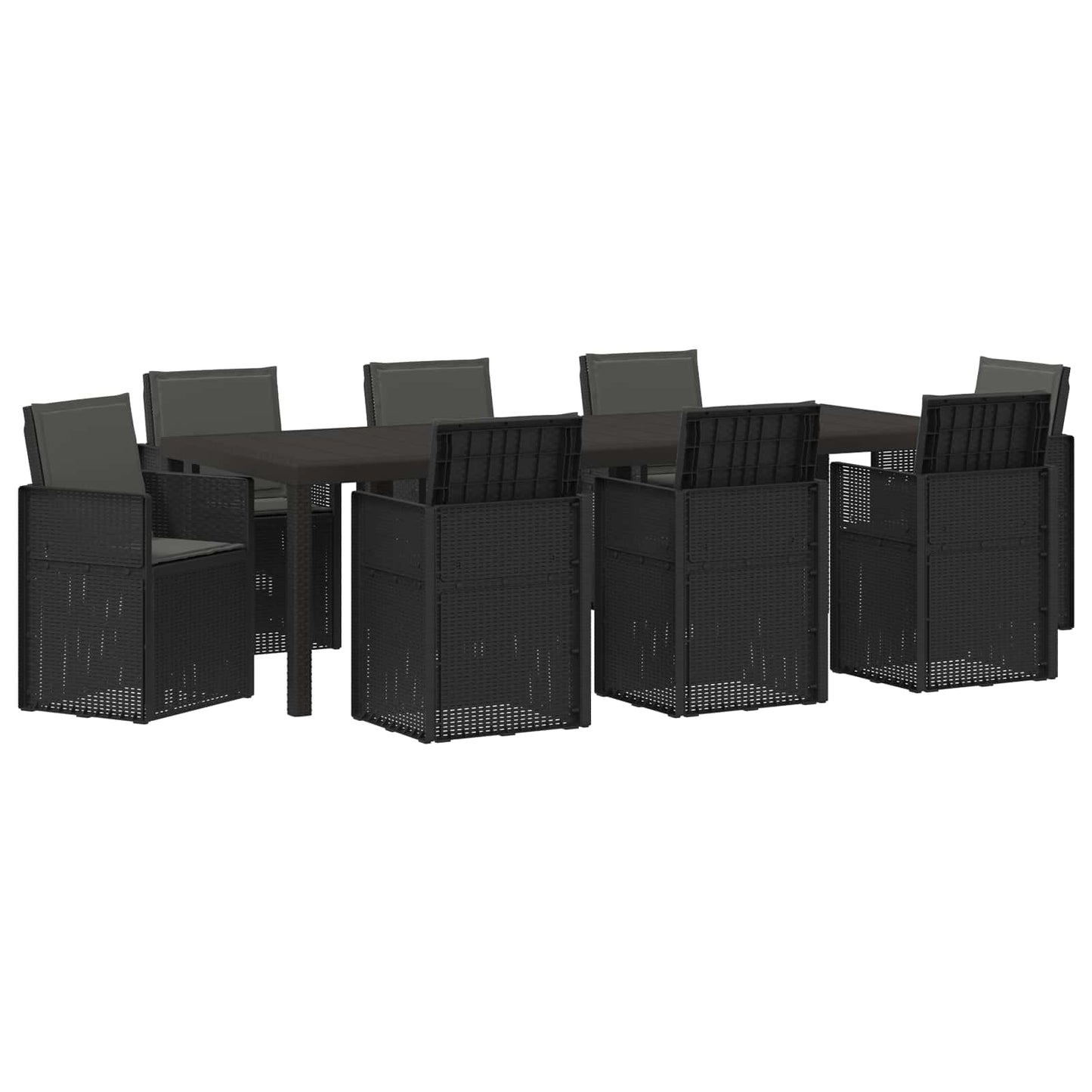 Tuin eettafelset met kussen 9 pcs Antracietkleurig PP is nu te koop bij PeponiXL, paradijselijk wonen!