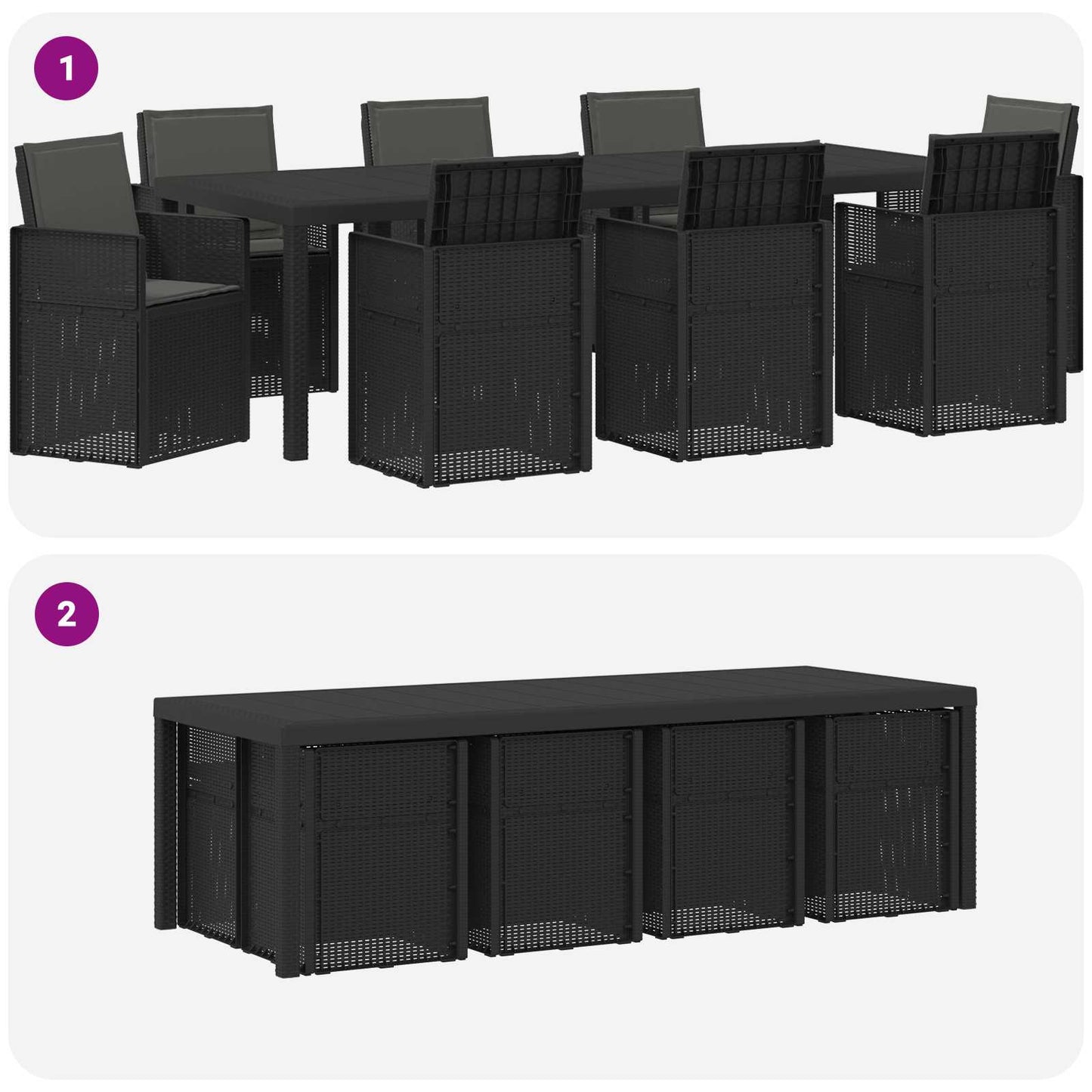 Tuin eettafelset met kussen 9 pcs Antracietkleurig PP is nu te koop bij PeponiXL, paradijselijk wonen!
