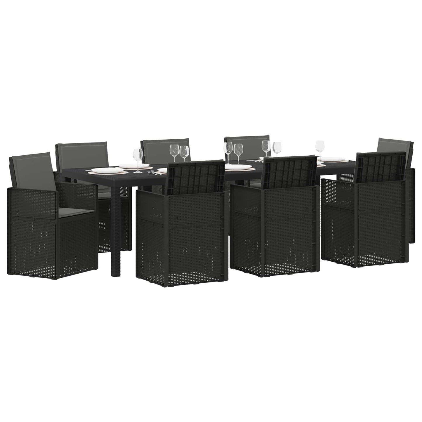 Tuin eettafelset met kussen 9 pcs Antracietkleurig PP is nu te koop bij PeponiXL, paradijselijk wonen!