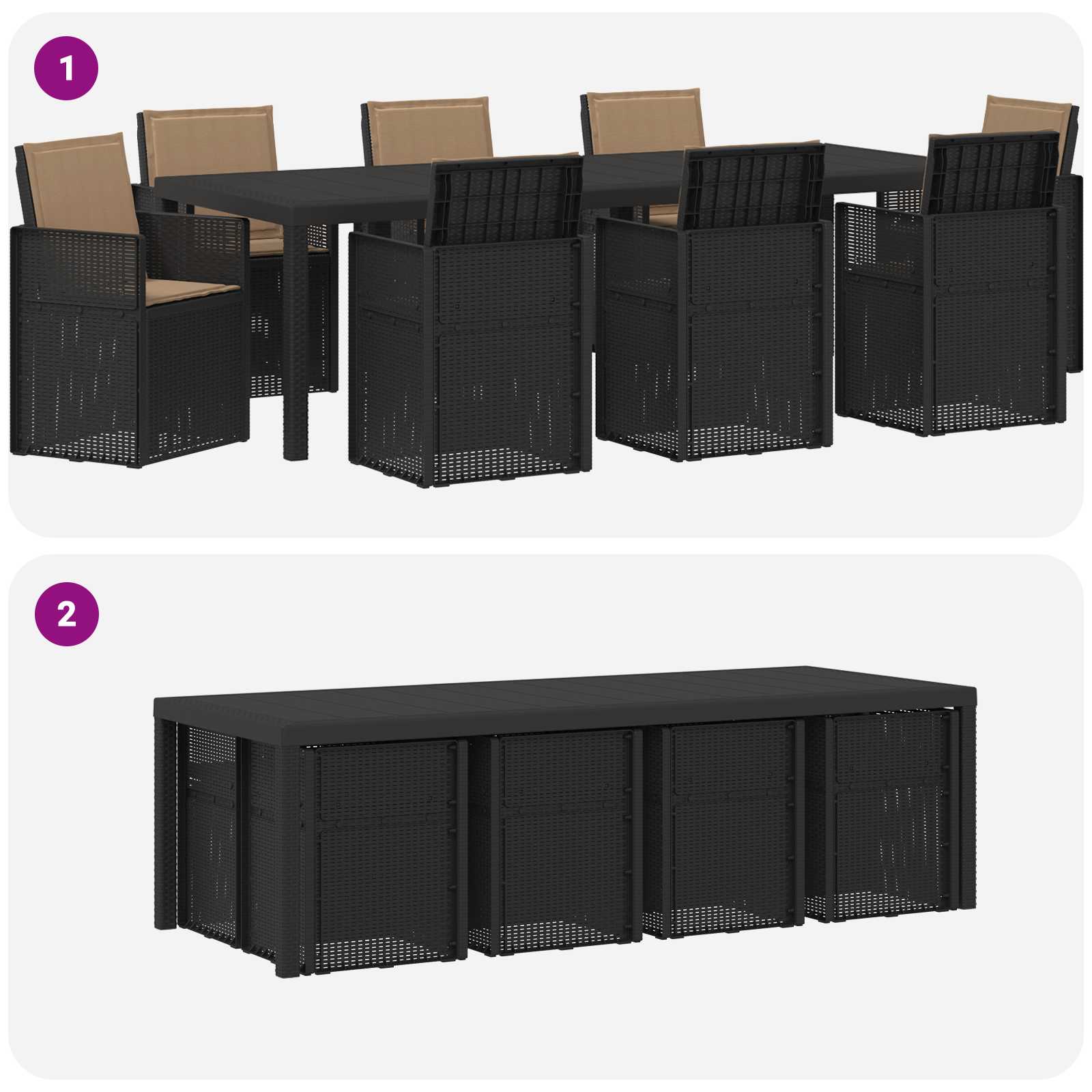 Tuin eettafelset met kussen 9 pcs Antracietkleurig en taupe PP is nu te koop bij PeponiXL, paradijselijk wonen!