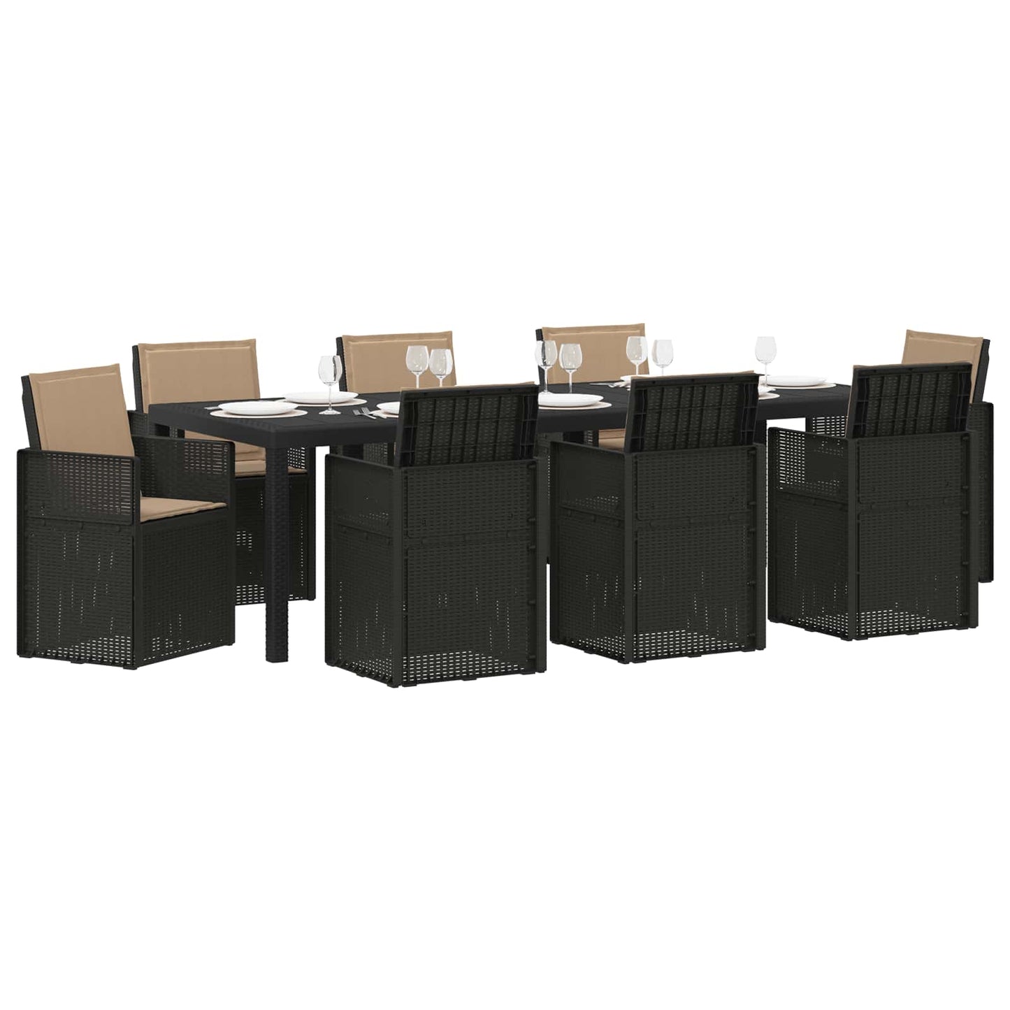 Tuin eettafelset met kussen 9 pcs Antracietkleurig en taupe PP is nu te koop bij PeponiXL, paradijselijk wonen!