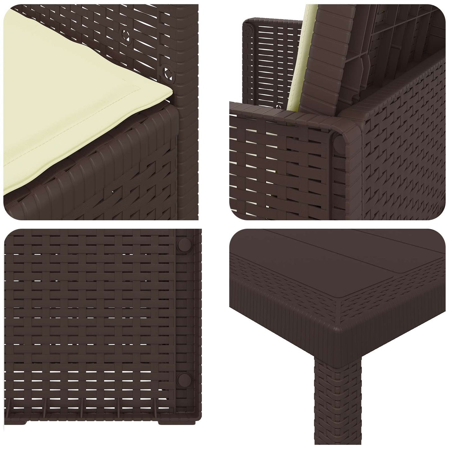 Tuin eettafelset met kussen 9 pcs Bruin en crèmekleurig PP is nu te koop bij PeponiXL, paradijselijk wonen!