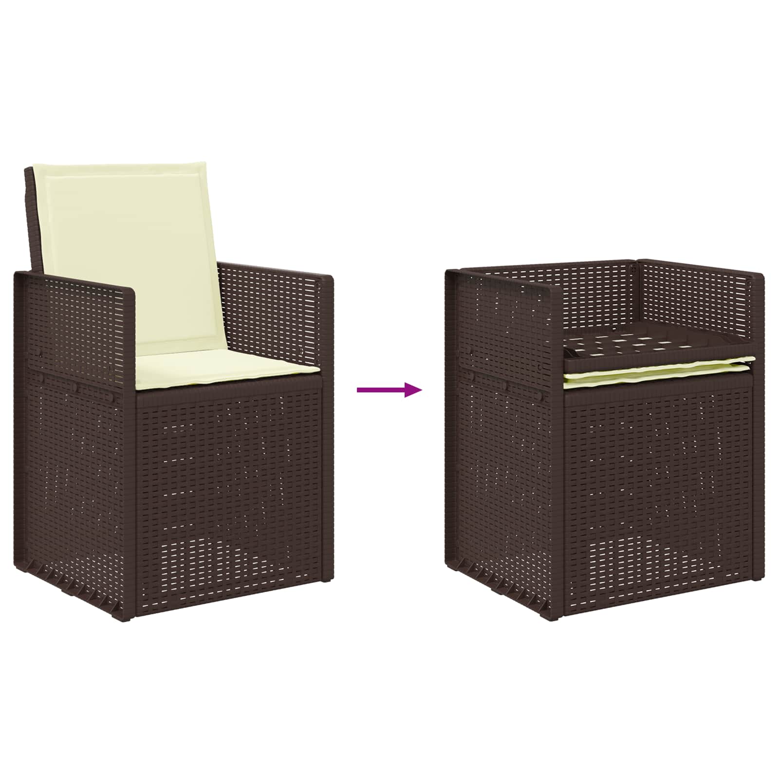 Tuin eettafelset met kussen 9 pcs Bruin en crèmekleurig PP is nu te koop bij PeponiXL, paradijselijk wonen!