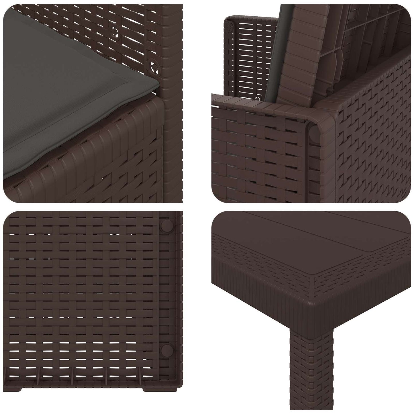 Tuin eettafelset met kussen 9 pcs Bruin en antracietkleurig PP is nu te koop bij PeponiXL, paradijselijk wonen!
