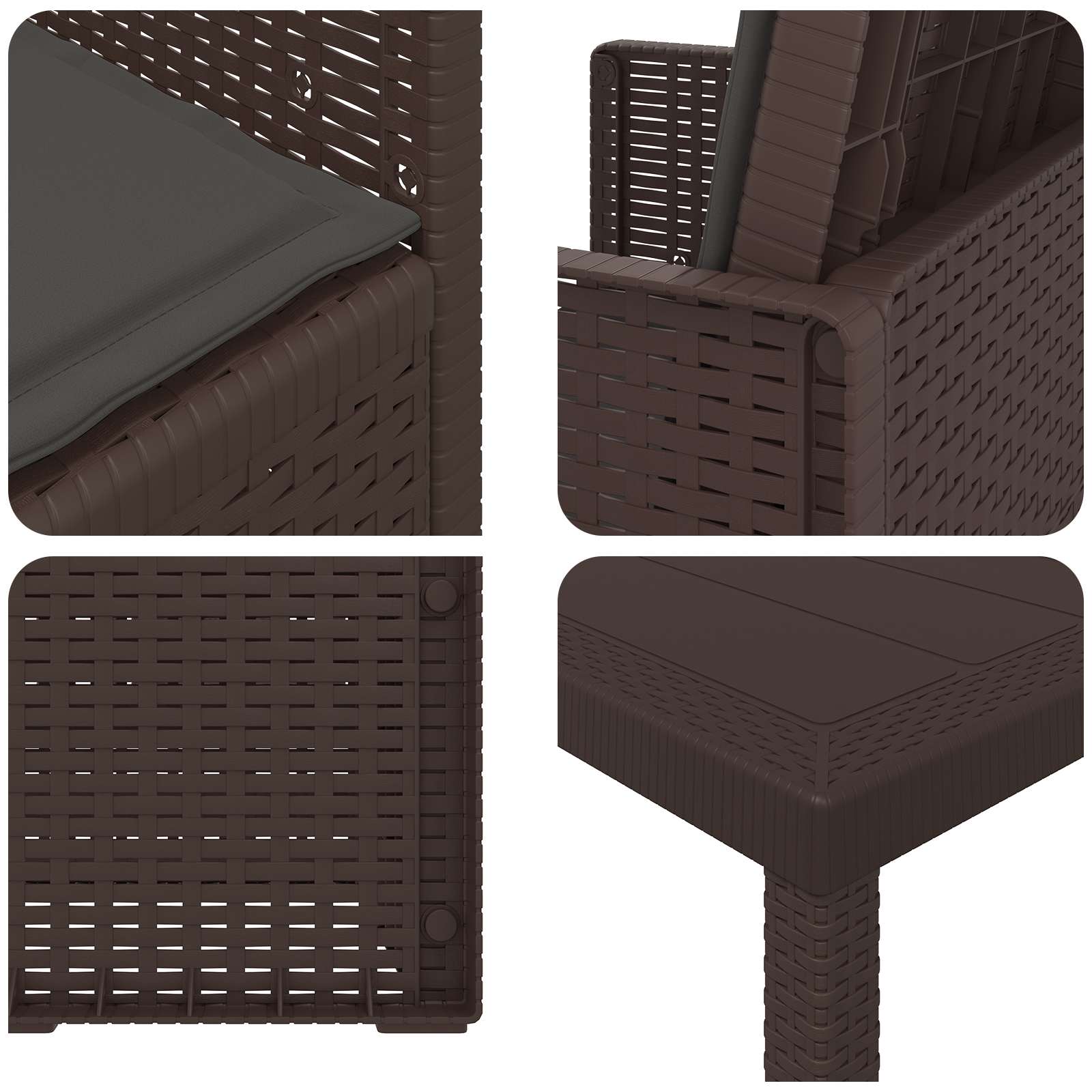 Tuin eettafelset met kussen 9 pcs Bruin en antracietkleurig PP is nu te koop bij PeponiXL, paradijselijk wonen!
