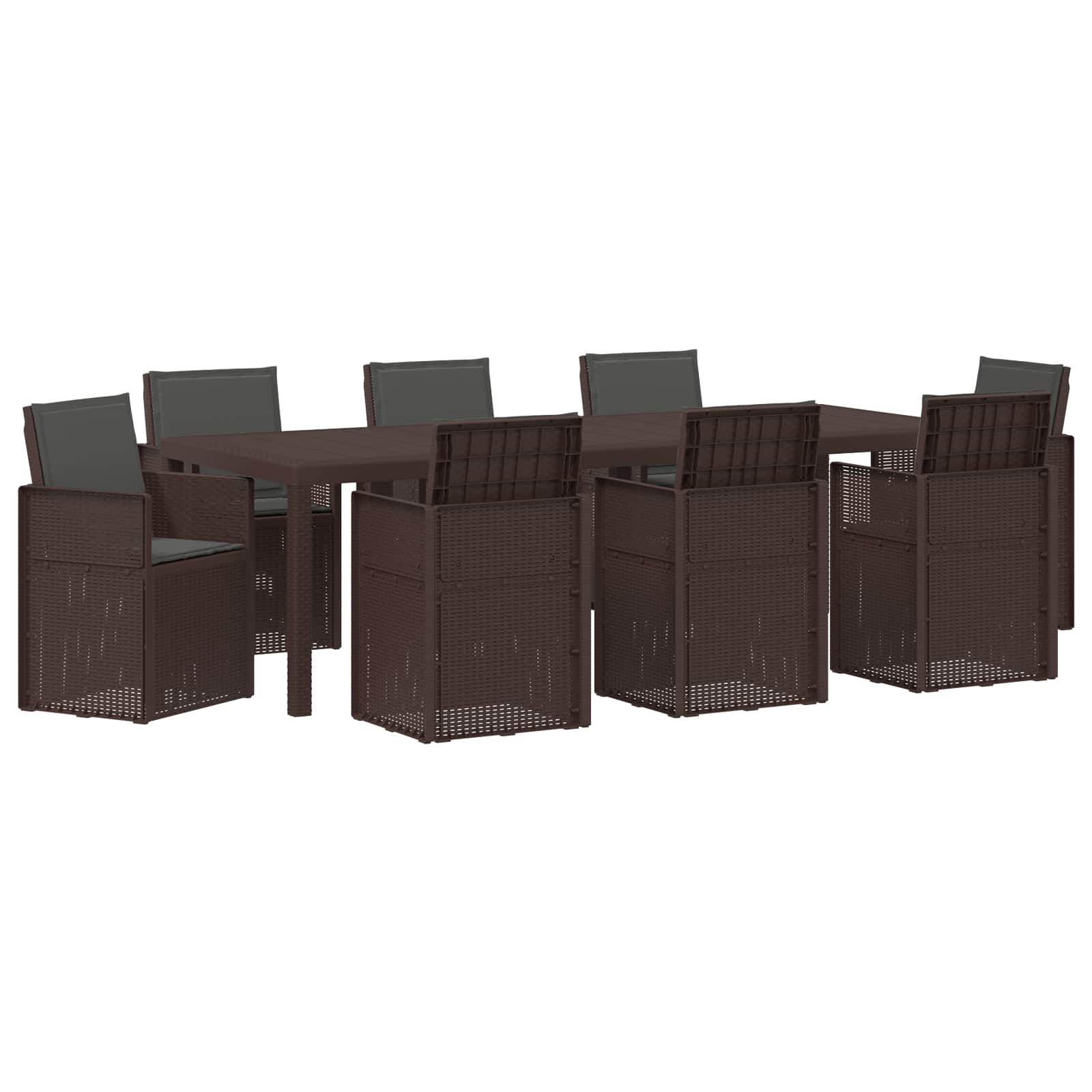 Tuin eettafelset met kussen 9 pcs Bruin en antracietkleurig PP is nu te koop bij PeponiXL, paradijselijk wonen!