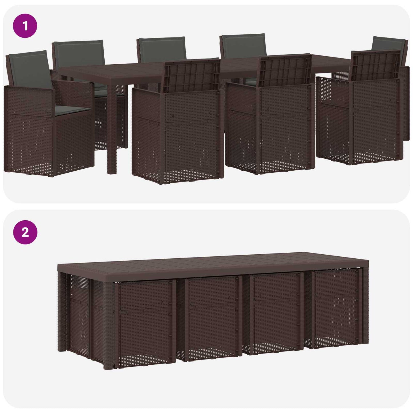 Tuin eettafelset met kussen 9 pcs Bruin en antracietkleurig PP is nu te koop bij PeponiXL, paradijselijk wonen!