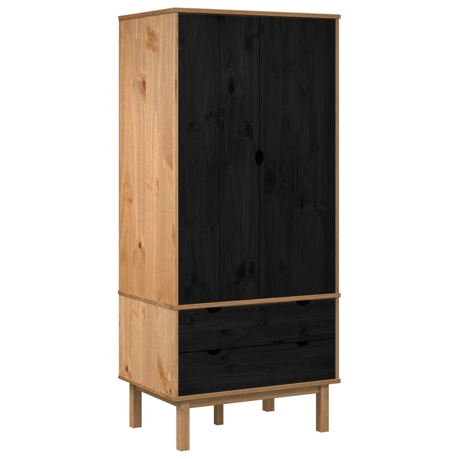 Kledingkast OTTA Zwart 76,5 x 53 x 172 cm Massief grenenhout is nu te koop bij PeponiXL, paradijselijk wonen!