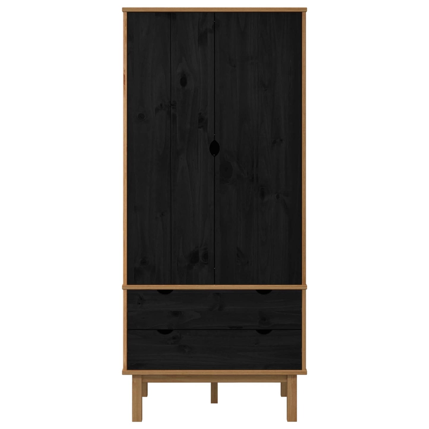 Kledingkast OTTA Zwart 76,5 x 53 x 172 cm Massief grenenhout is nu te koop bij PeponiXL, paradijselijk wonen!