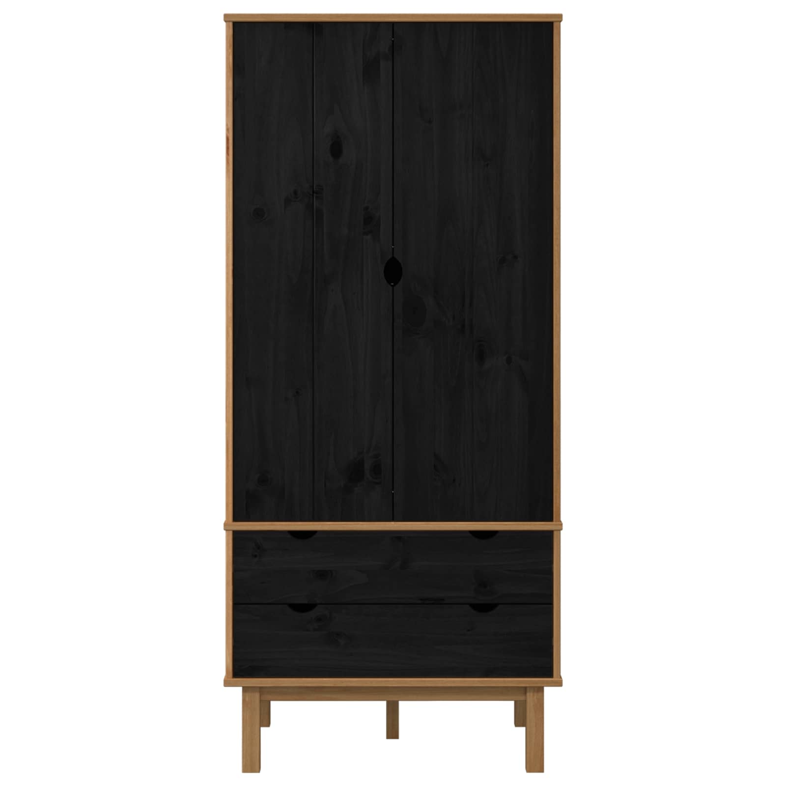Kledingkast OTTA Zwart 76,5 x 53 x 172 cm Massief grenenhout is nu te koop bij PeponiXL, paradijselijk wonen!