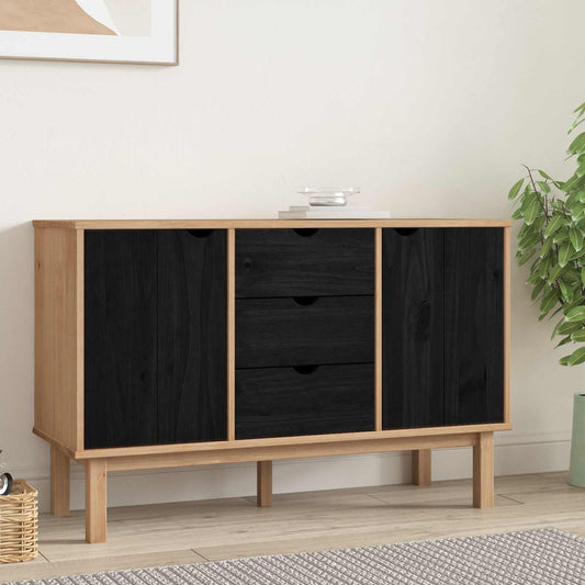 Dressoir OTTA Zwart 113,5 x 43 x 73 cm Massief grenenhout is nu te koop bij PeponiXL, paradijselijk wonen!