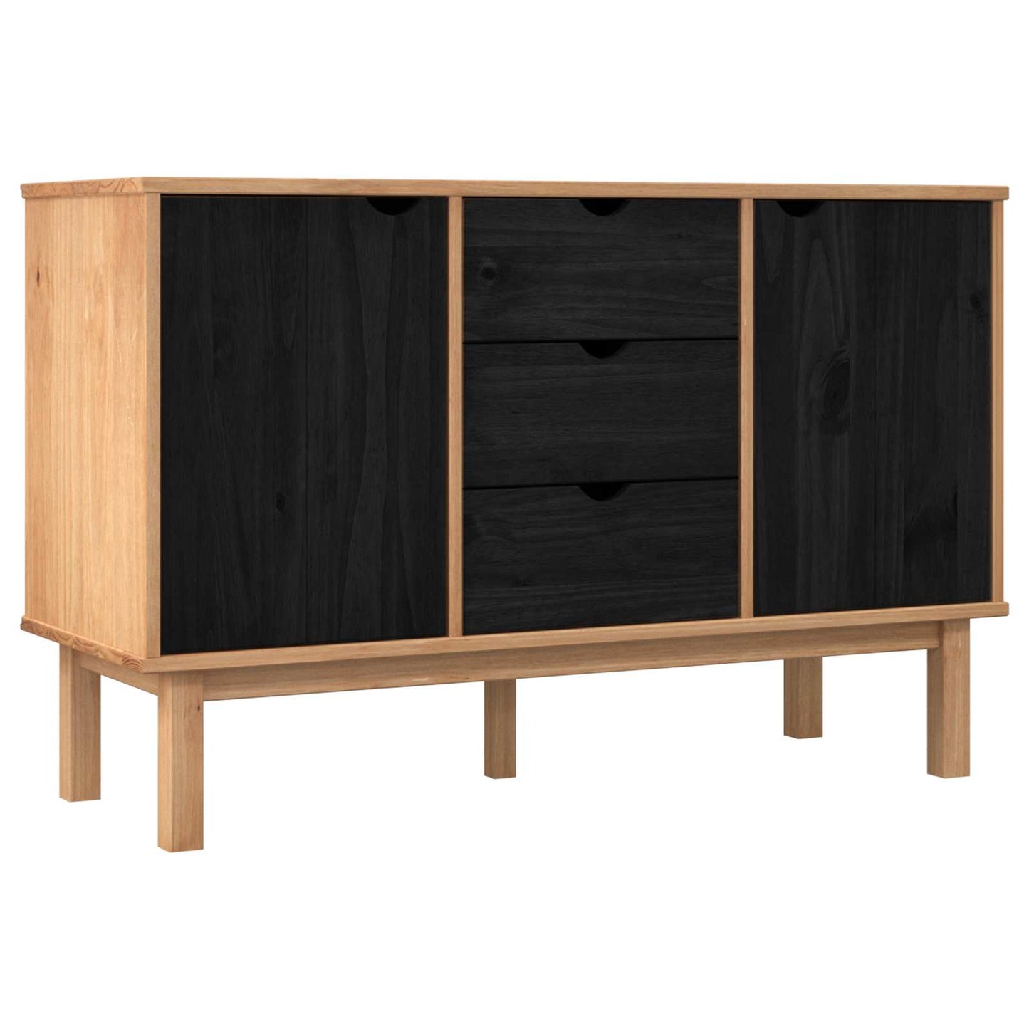 Dressoir OTTA Zwart 113,5 x 43 x 73 cm Massief grenenhout is nu te koop bij PeponiXL, paradijselijk wonen!