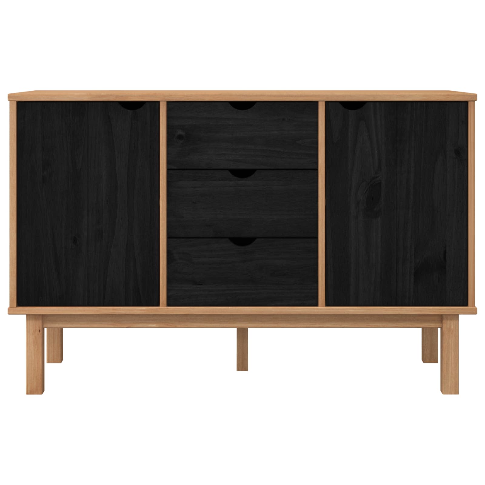 Dressoir OTTA Zwart 113,5 x 43 x 73 cm Massief grenenhout is nu te koop bij PeponiXL, paradijselijk wonen!