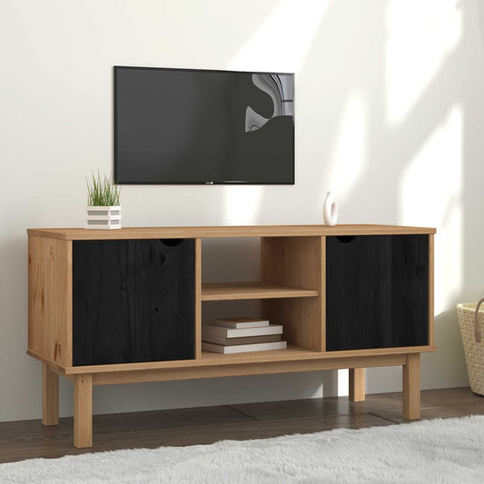 TV-standaard OTTA 113,5 x 43 x 57 cm Zwart Massief grenenhout is nu te koop bij PeponiXL, paradijselijk wonen!