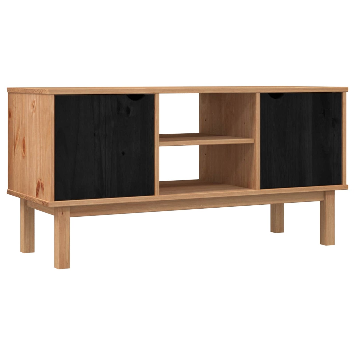 TV-standaard OTTA 113,5 x 43 x 57 cm Zwart Massief grenenhout is nu te koop bij PeponiXL, paradijselijk wonen!