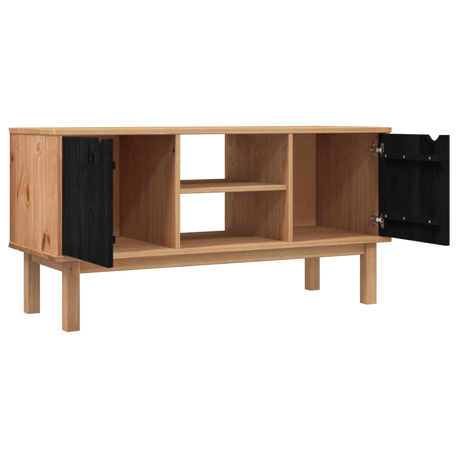 TV-standaard OTTA 113,5 x 43 x 57 cm Zwart Massief grenenhout is nu te koop bij PeponiXL, paradijselijk wonen!