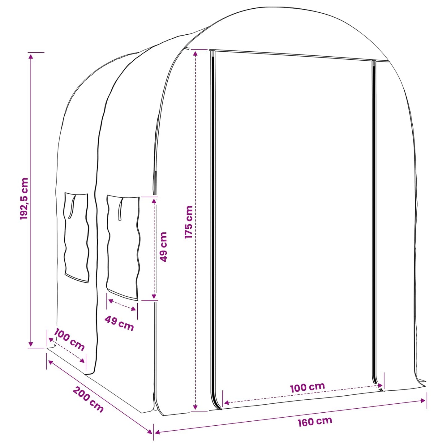 Kweekhuis met Frame 160 x 200 x 192,5 cm PVC Doorzichtig is nu te koop bij PeponiXL, paradijselijk wonen!