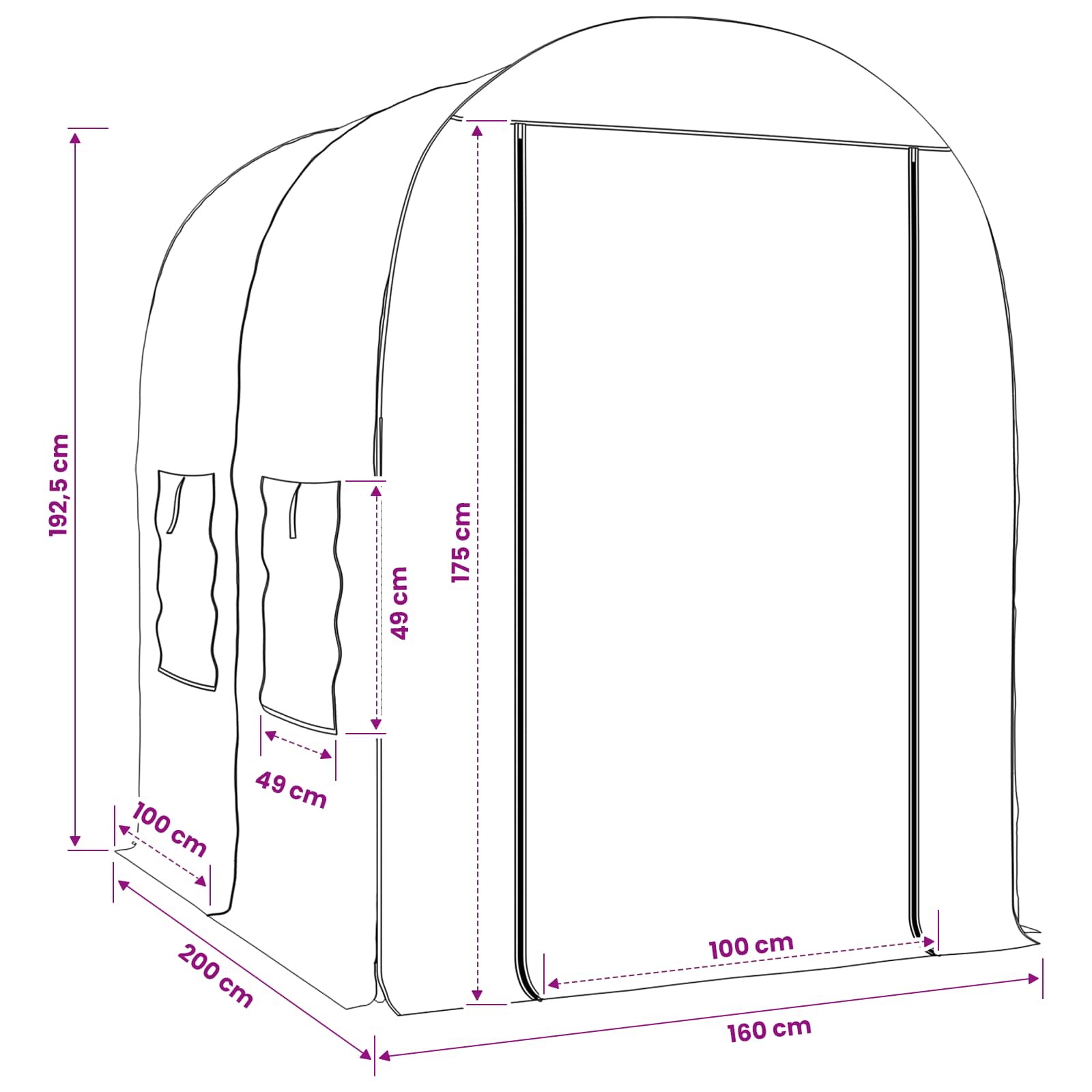 Kweekhuis met Frame 160 x 200 x 192,5 cm PVC Doorzichtig is nu te koop bij PeponiXL, paradijselijk wonen!