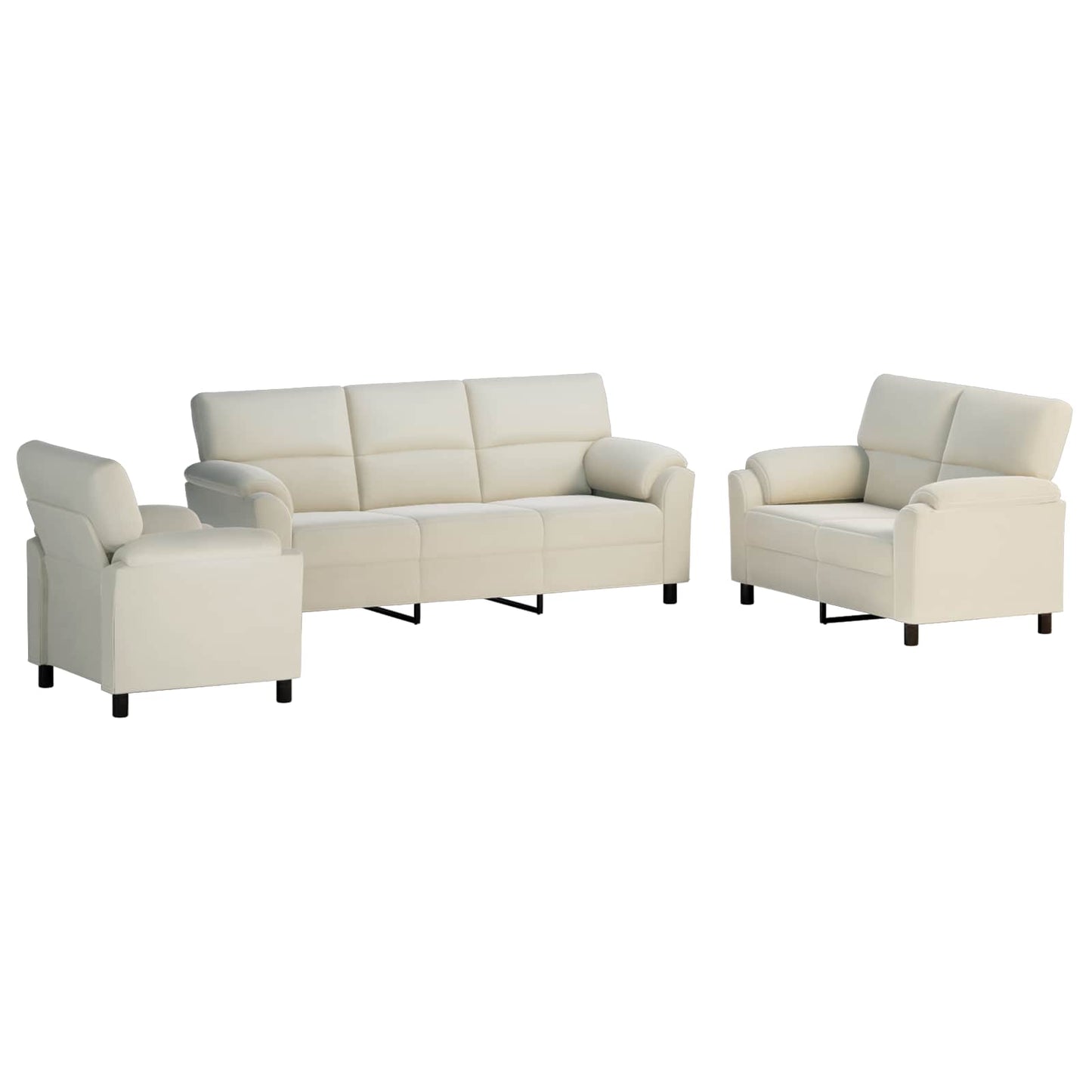 Bankstel 3 pcs Crèmekleurig fluweel