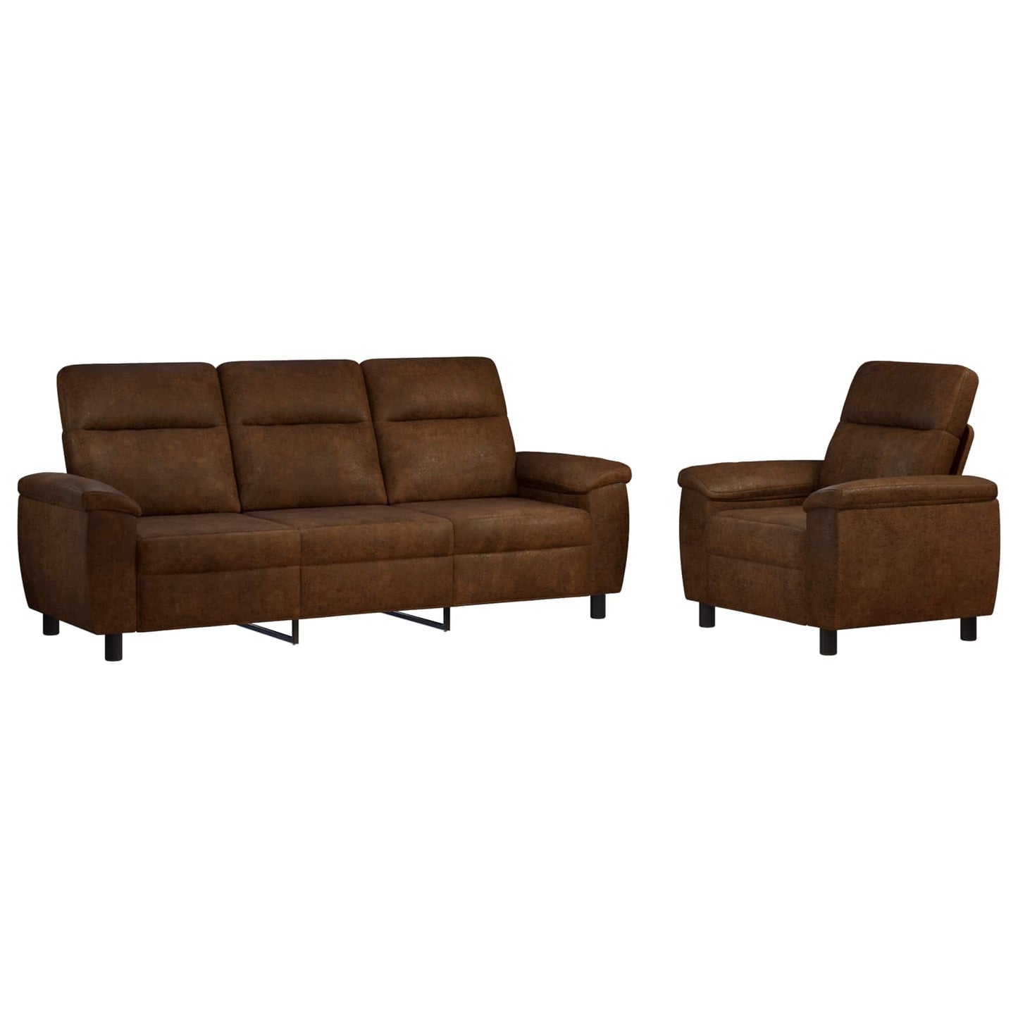 Bankstel 2 pcs Bruin Nep Suede Leer