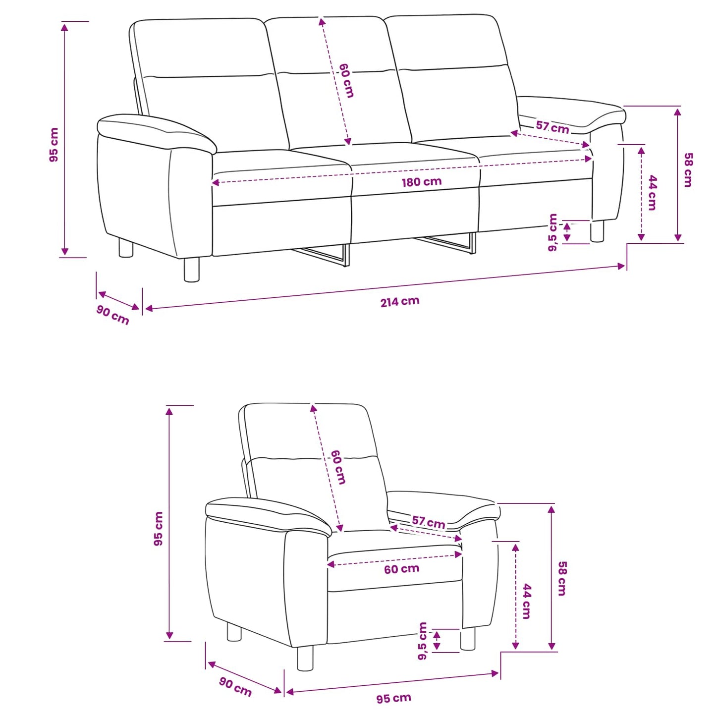 Bankstel 2 pcs Bruin Nep Suede Leer
