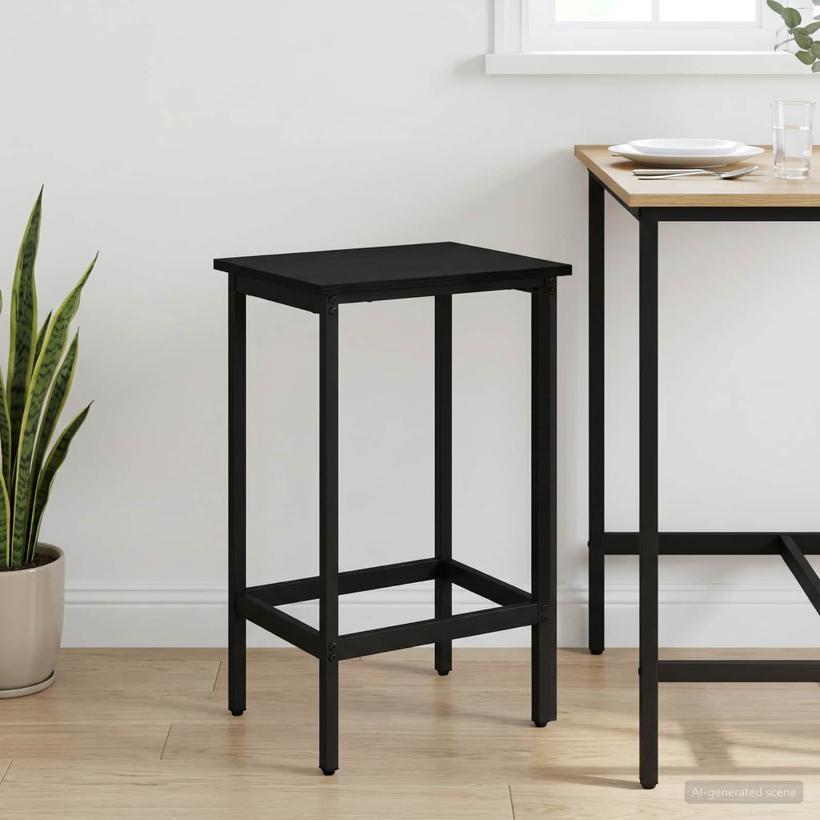 Barkruk Zwart eiken 40 x 32 x 64 cm Bewerkt hout is nu te koop bij PeponiXL, paradijselijk wonen!
