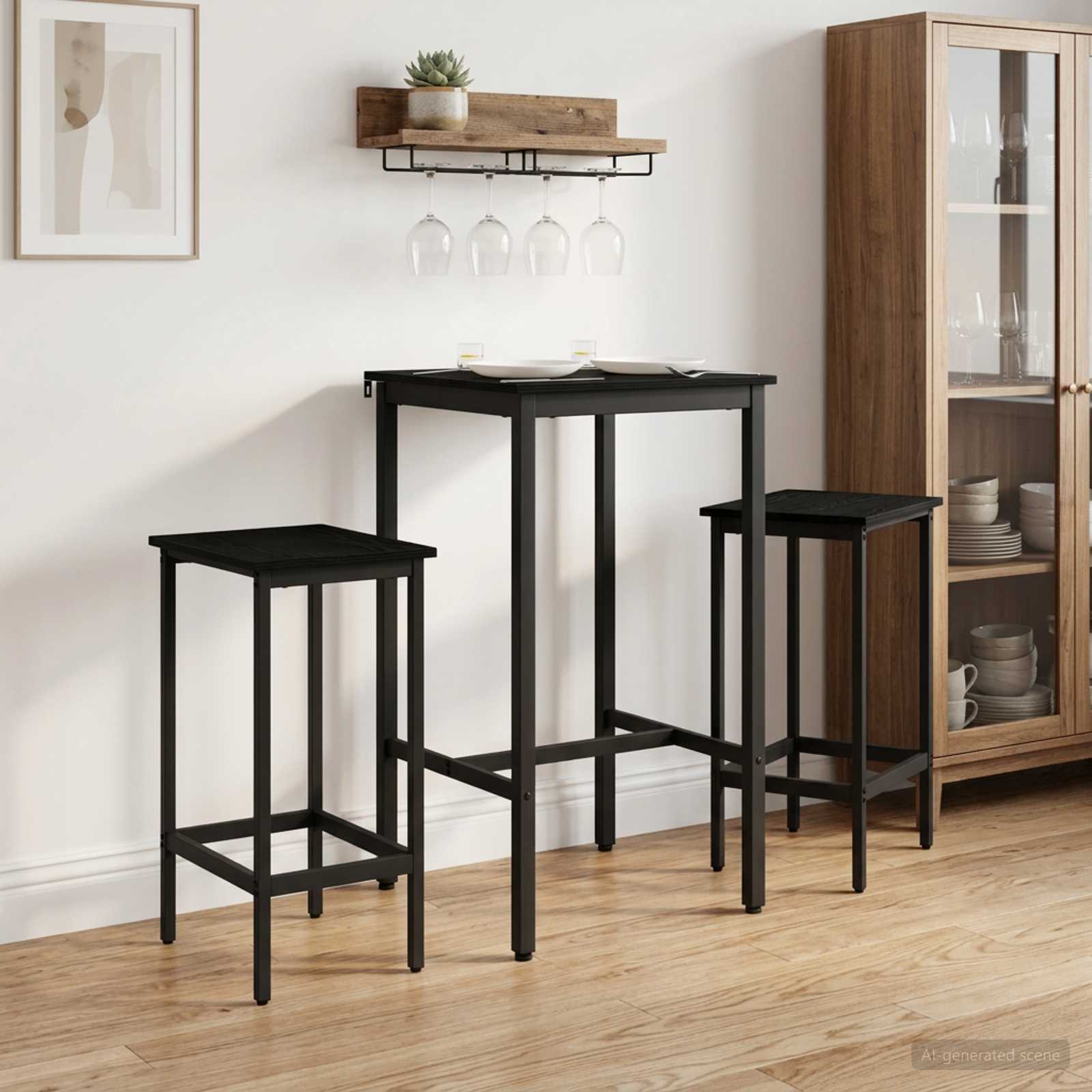Barkruk 2 pcs Zwart eiken 40 x 32 x 64 cm Bewerkt hout is nu te koop bij PeponiXL, paradijselijk wonen!