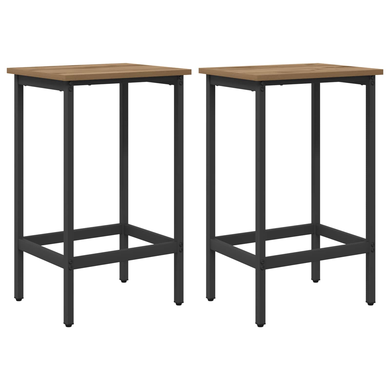 Barkruk 2 pcs Artisanaal eiken 40 x 32 x 64 cm Bewerkt hout is nu te koop bij PeponiXL, paradijselijk wonen!