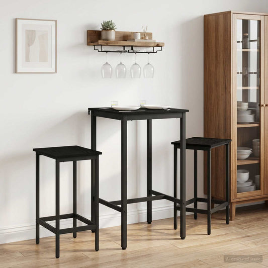 Barkruk 2 st Zwart eiken 40 x 32 x 74 cm Bewerkt hout is nu te koop bij PeponiXL, paradijselijk wonen!