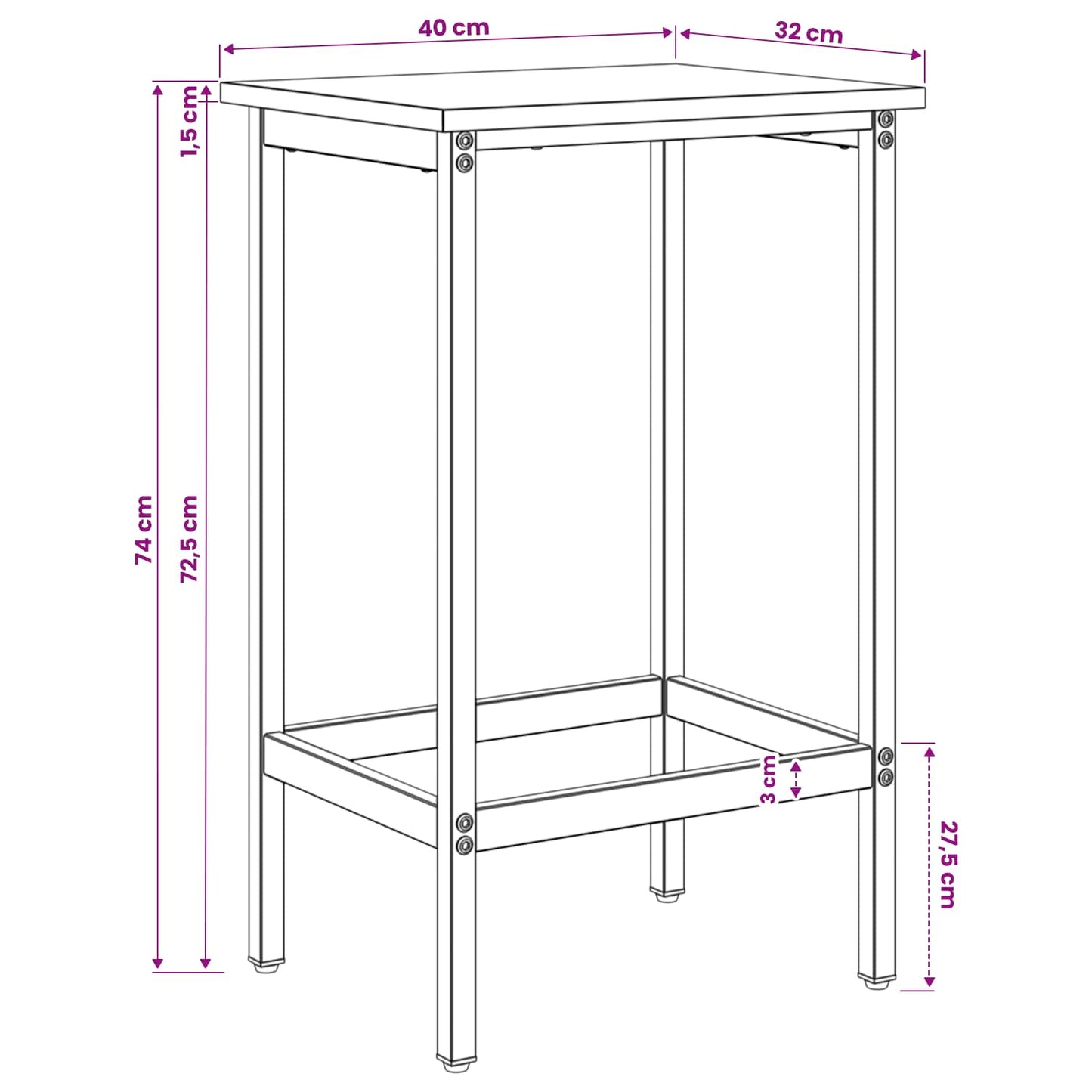 Barkruk Oud hout 40 x 32 x 74 cm Bewerkt hout