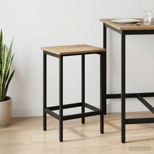Barkruk Artisanaal eiken 40 x 32 x 74 cm Bewerkt hout is nu te koop bij PeponiXL, paradijselijk wonen!