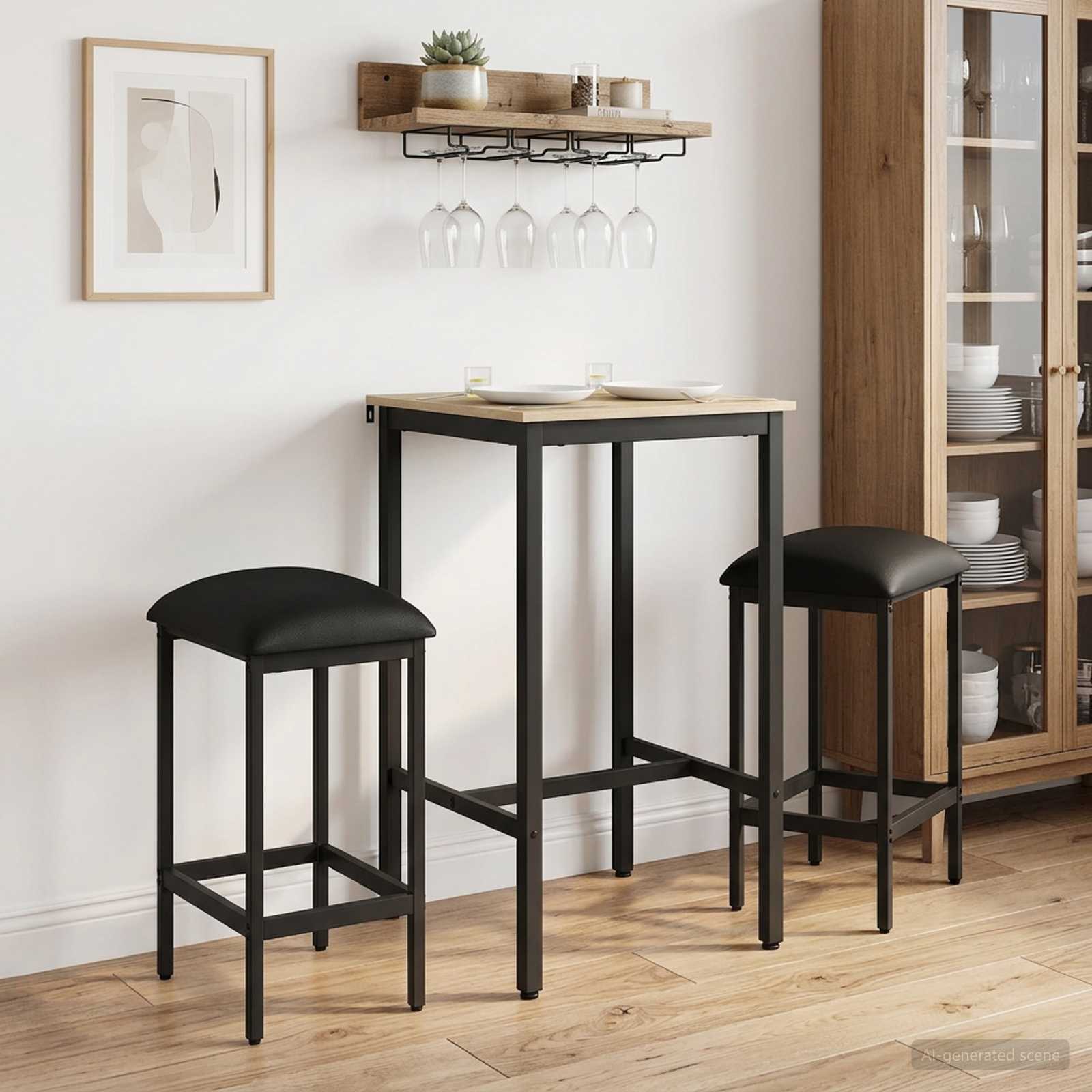 Barkruk 2 pcs Zwart 40 x 32 x 64 cm Bewerkt hout is nu te koop bij PeponiXL, paradijselijk wonen!