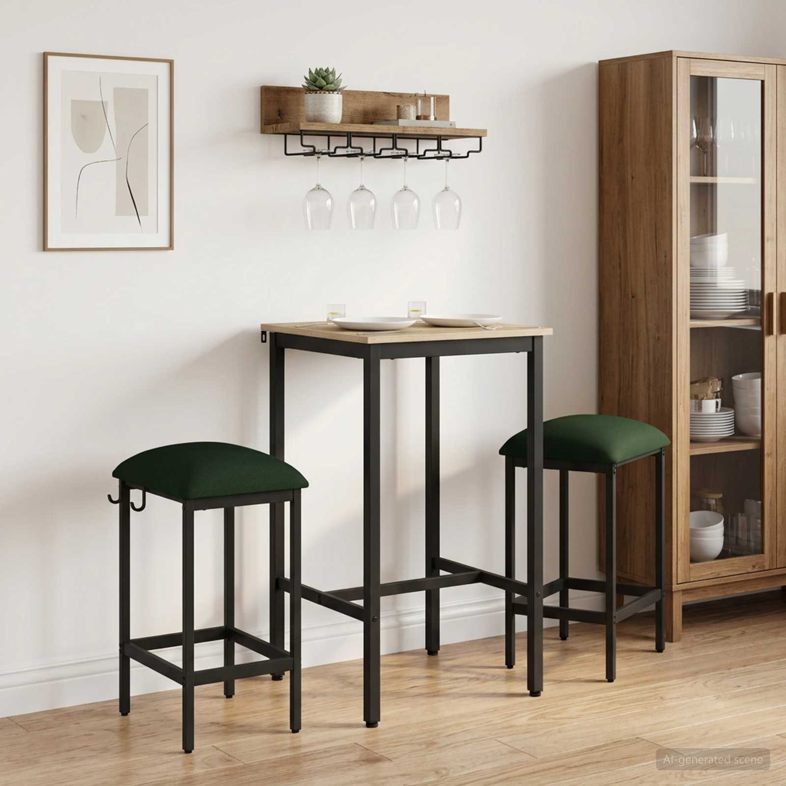 Barkruk 2 pcs Donkergroen 40 x 32 x 64 cm Bewerkt hout is nu te koop bij PeponiXL, paradijselijk wonen!