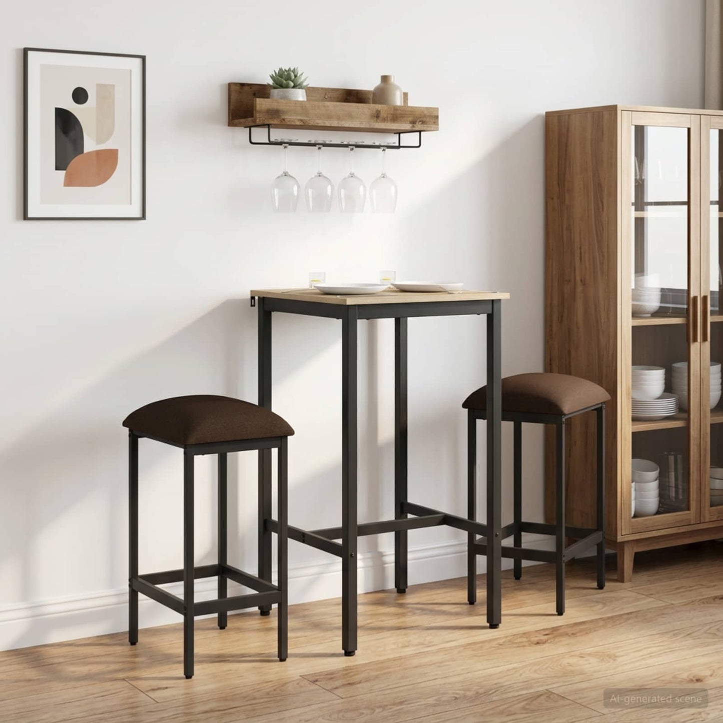 Barkruk 2 pcs Taupe 40 x 32 x 64 cm Bewerkt hout is nu te koop bij PeponiXL, paradijselijk wonen!