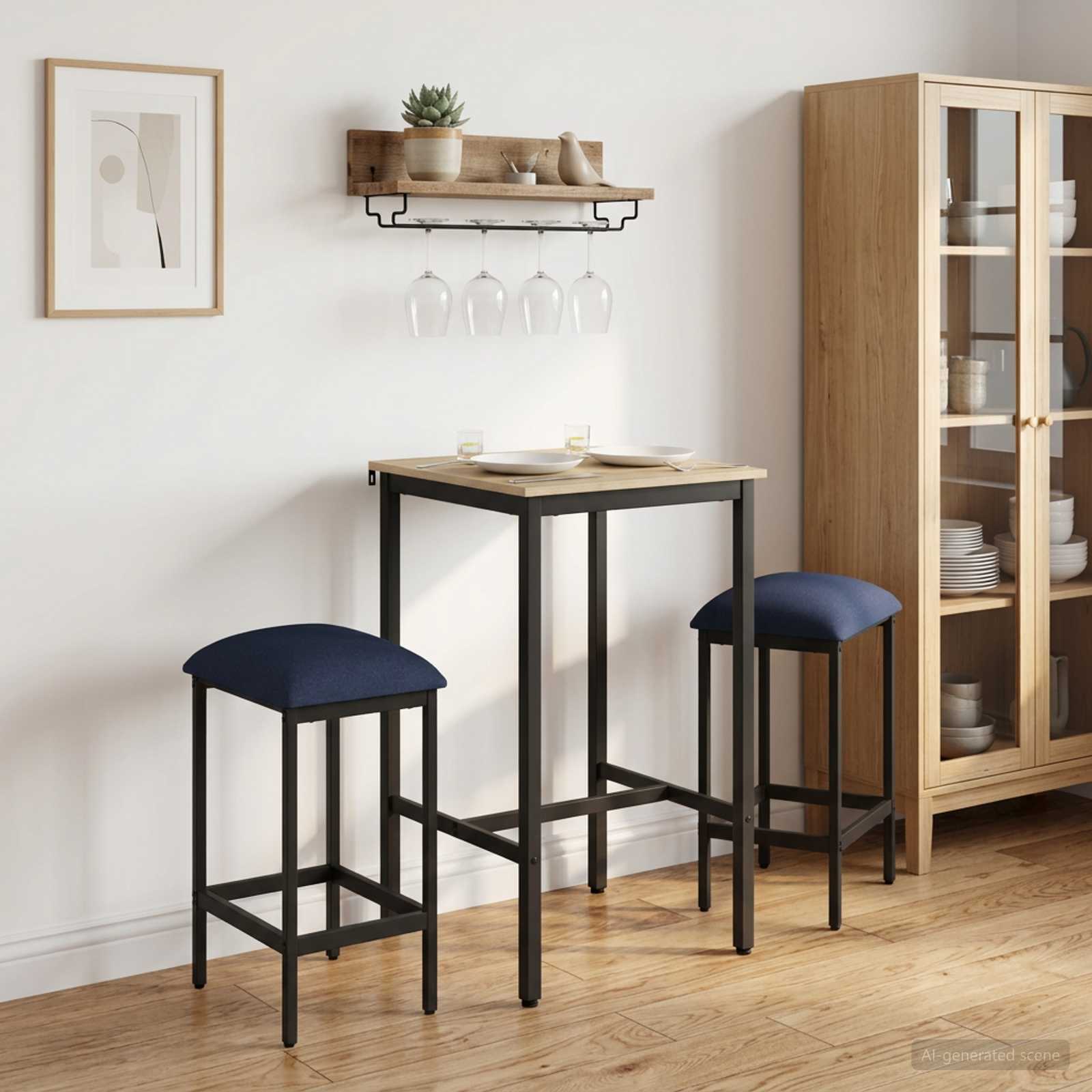 Barkruk 2 pcs Blauw 40 x 32 x 64 cm Bewerkt hout is nu te koop bij PeponiXL, paradijselijk wonen!