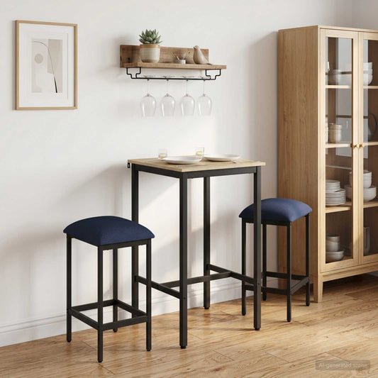 Barkruk 2 st Blauw 40 x 32 x 64 cm Bewerkt hout is nu te koop bij PeponiXL, paradijselijk wonen!