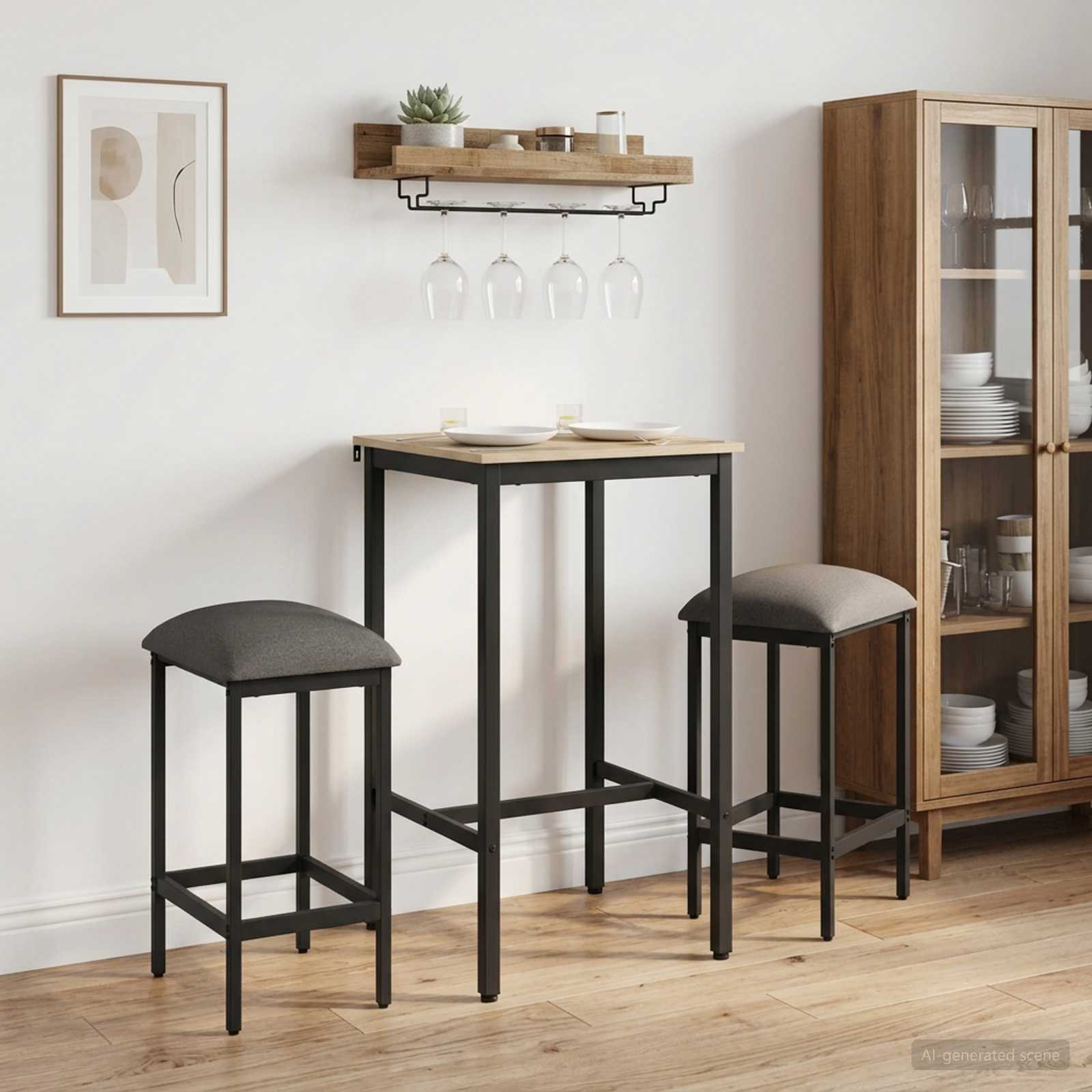 Barkruk 2 pcs Lichtgrijs 40 x 32 x 74 cm Bewerkt hout is nu te koop bij PeponiXL, paradijselijk wonen!